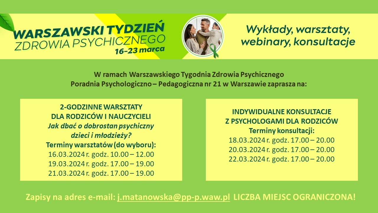 Warszawski Tydzień Zdrowia Psychicznego 16 - 23 marca - Obrazek 1
