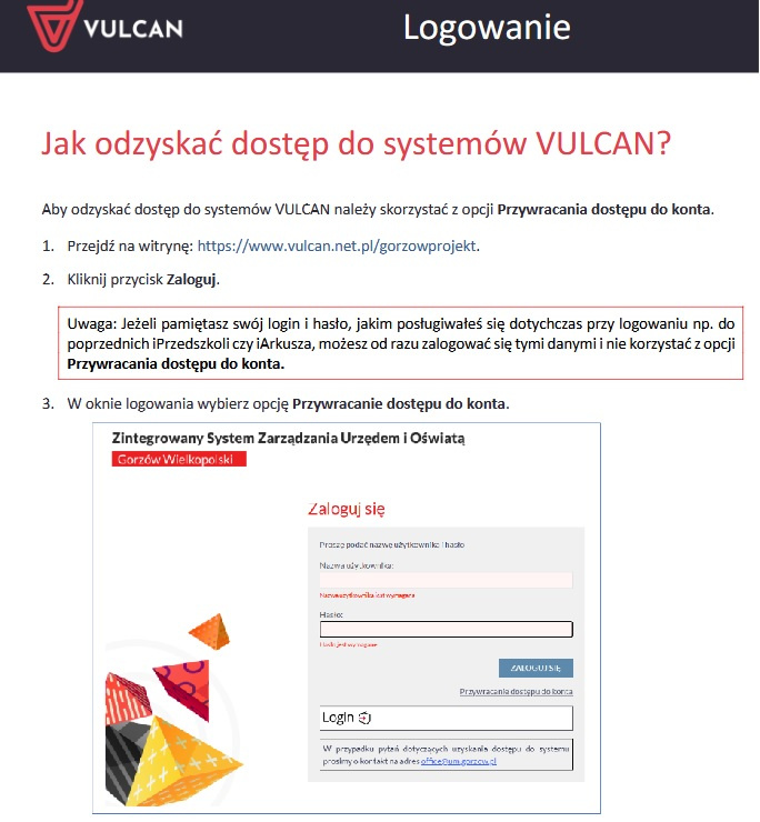 Instrukcja uzyskania dostępu do dziennika elektronicznego - Obrazek 1