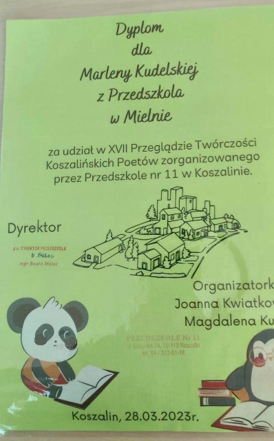 Udział Marlenki z grupy Ważek w XVII Konkursie Recytatorskim organizowanym przez Przedszkole nr 11 w Koszalinie. Gratulacje🤩👏👏👏🤩 - Obrazek 5