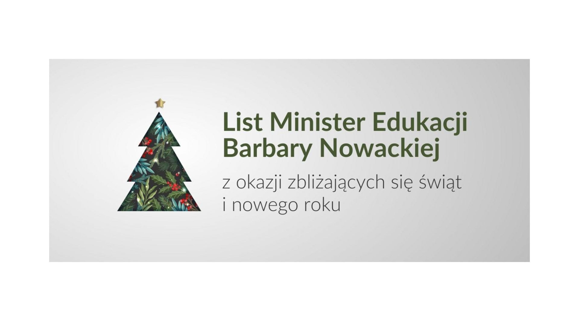 List Minister Edukacji z okazji zbliżających się świąt i nowego roku - Obrazek 1