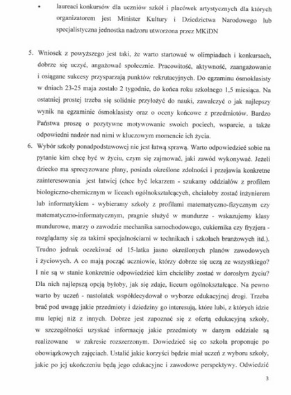 List Dolnośląskiego Kuratora Oświaty w sprawie rekrutacji - Obrazek 3