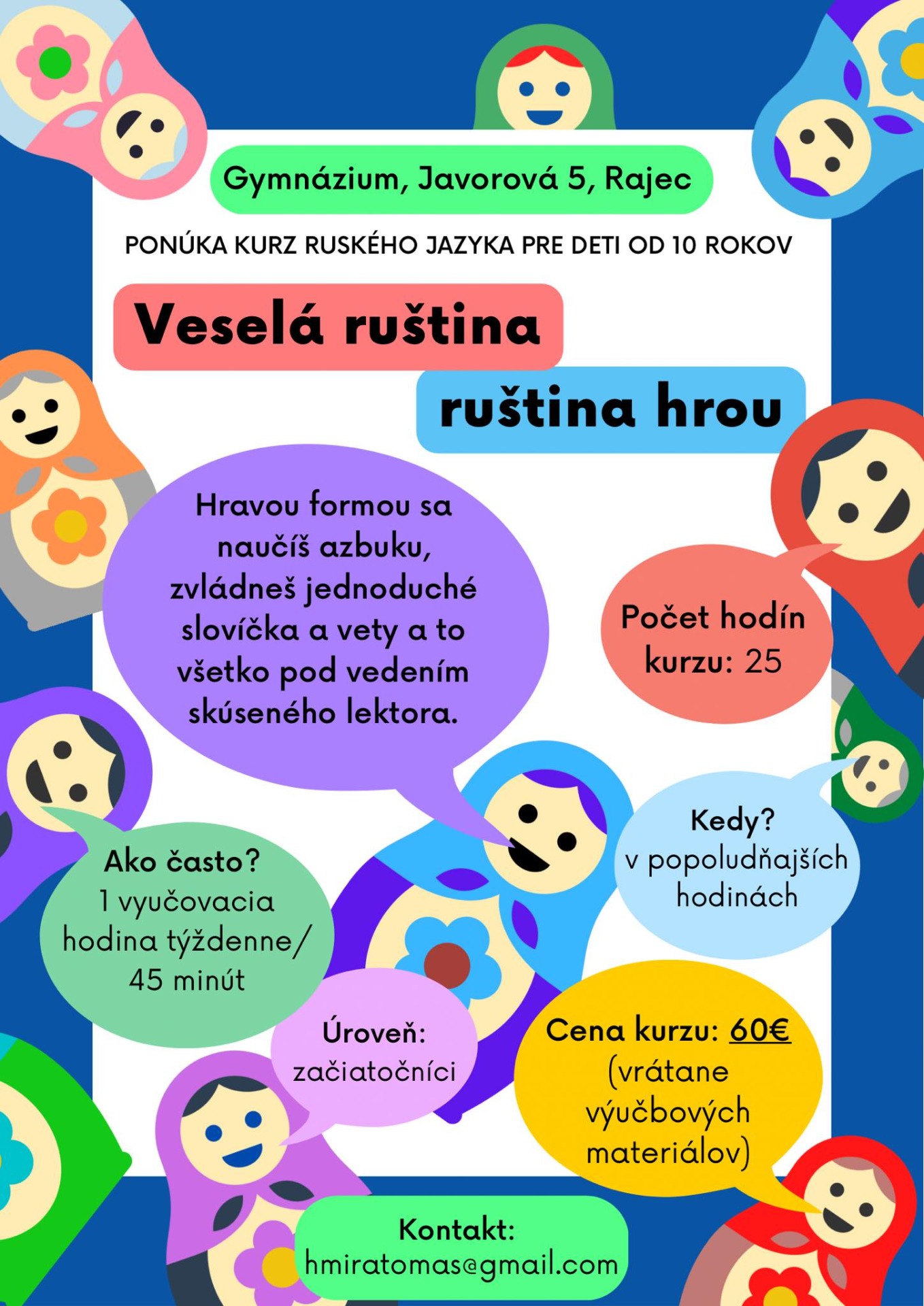 Ponúkame kurz ruštiny pre deti od 10 rokov - Obrázok 1