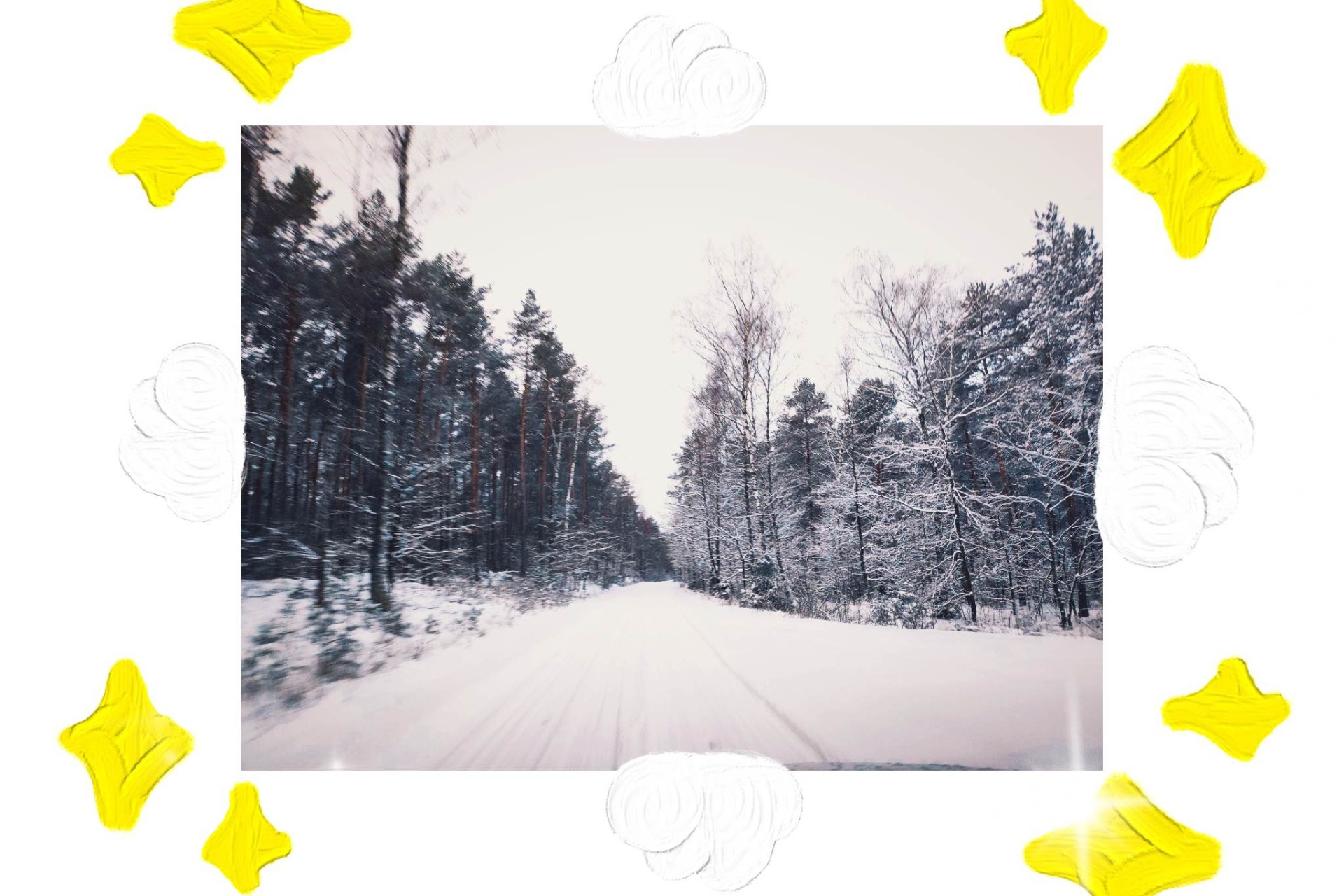 Krajobraz zimowy - droga przez las