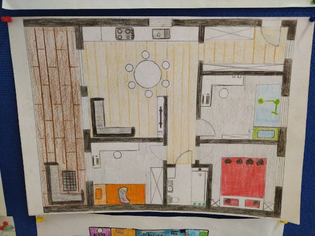 Przekrój poziomy budynku mieszkalnego - prace uczniów klas 6A  - Obrazek 3